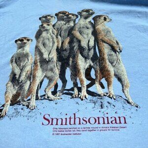 Vintage 1987 Smithsonian Meerkats T-Shirt Blue Hanes XL
